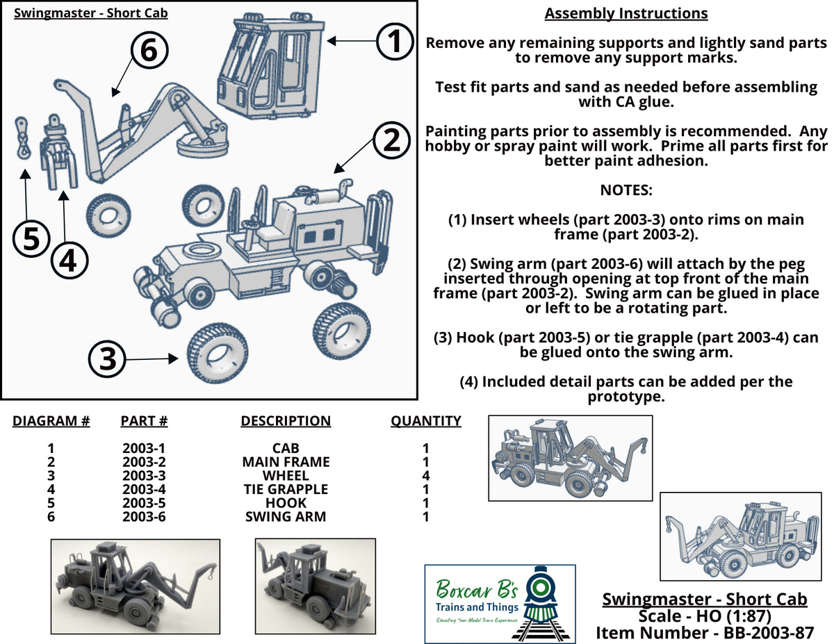 HO Swingmaster ~ On Track Version ~ Undecorated 3D Resin Kit